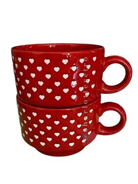 2 vtg Waechtersbach Stackable Tea cups | Mugs • AOP Mini Hearts